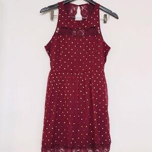 Abercrombie &Fitch Burgundy with gold polka dots
